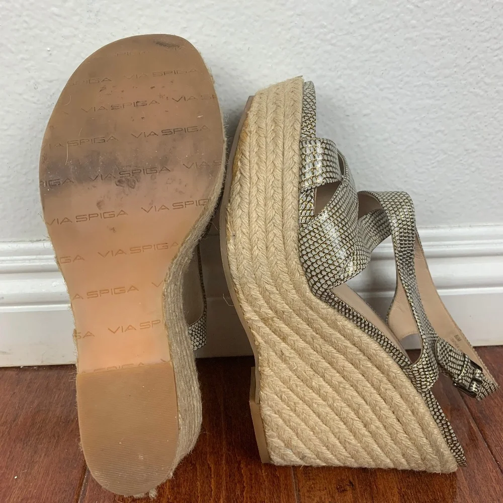 Via Spiga Gold Metallic Leather Espadrille Sandals‎